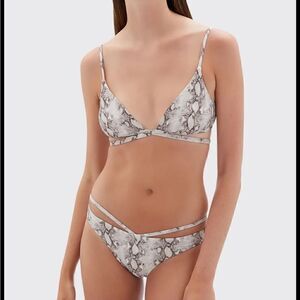 Jonathan Simkhai Harlen Bikini Top and Emmalynn Strappy Bikini Bottoms in Python